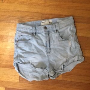 Light wash high waisted jean shorts